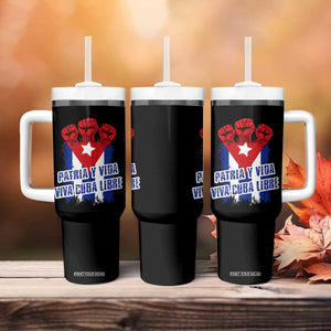 Patria y Vida Cuba Libre Tumbler With Handle Cuba Flag Fist Freedom Movement TS11 Print Your Wear