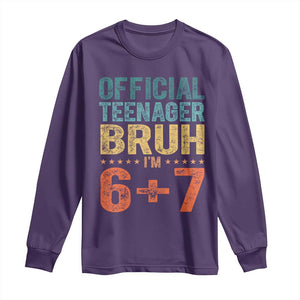 13th Birthday 67 Meme Long Sleeve Shirt Official Teenager Bruh I Am Six Seven Retro 13 Years Old TS11 Purple Print Your Wear