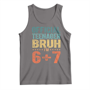 13th Birthday 67 Meme Tank Top Official Teenager Bruh I Am Six Seven Retro 13 Years Old TS11 Deep Heather Print Your Wear