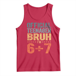 13th Birthday 67 Meme Tank Top Official Teenager Bruh I Am Six Seven Retro 13 Years Old TS11 Red Print Your Wear