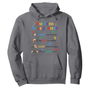 Autism Awareness Acceptance Hand Sign Language SPED Teacher Hoodie TS11 Charcoal Print Your Wear