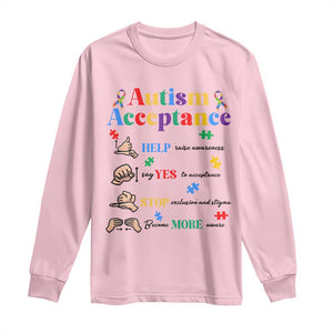 Autism Awareness Acceptance Hand Sign Language SPED Teacher Long Sleeve Shirt TS11 Light Pink Print Your Wear
