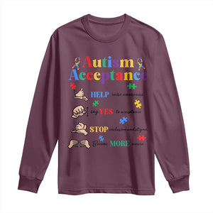 Autism Awareness Acceptance Hand Sign Language SPED Teacher Long Sleeve Shirt TS11 Maroon Print Your Wear