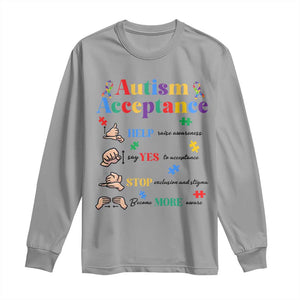 Autism Awareness Acceptance Hand Sign Language SPED Teacher Long Sleeve Shirt TS11 Sport Gray Print Your Wear