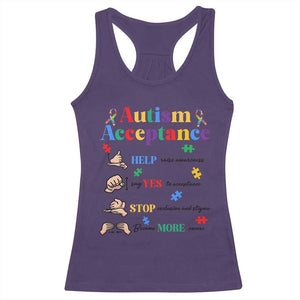 Autism Awareness Acceptance Hand Sign Language SPED Teacher Racerback Tank Top TS11 Purple Print Your Wear