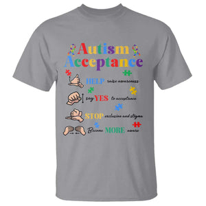 Autism Awareness Acceptance Hand Sign Language SPED Teacher T Shirt TS11 Sport Gray Print Your Wear