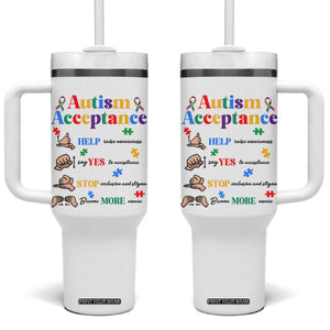 Autism Awareness Acceptance Hand Sign Language SPED Teacher Tumbler With Handle TS11 One Size: 40 oz White Print Your Wear