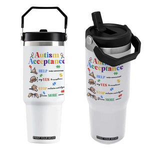 Autism Awareness Acceptance Hand Sign Language SPED Teacher Flip Straw Tumbler TS11 One Size: 30 oz White Print Your Wear