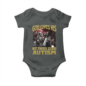 God Gives His Most Powerful Soldiers Autism Baby Onesie Funny Hard Skeleton Meme TS11 Dark Heather Print Your Wear