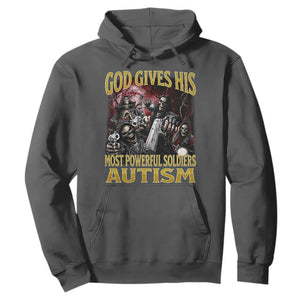 God Gives His Most Powerful Soldiers Autism Hoodie Funny Hard Skeleton Meme TS11 Dark Heather Print Your Wear