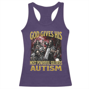 God Gives His Most Powerful Soldiers Autism Racerback Tank Top Funny Hard Skeleton Meme TS11 Purple Print Your Wear