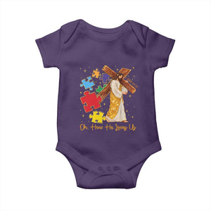 Autism Awareness Jesus Baby Onesie Oh How He Loves Us Christian Bible Verse TS11 Purple Print Your Wear