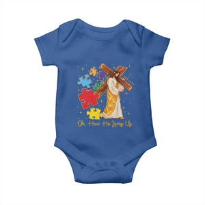 Autism Awareness Jesus Baby Onesie Oh How He Loves Us Christian Bible Verse TS11 Royal Blue Print Your Wear