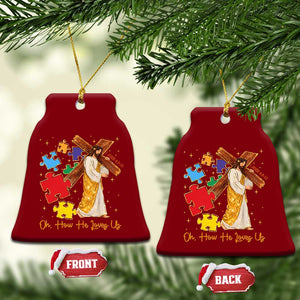 Autism Awareness Jesus Ceramic Ornament Oh How He Loves Us Christian Bible Verse TS11 Print Your Wear