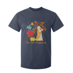Autism Awareness Jesus T Shirt For Kid Oh How He Loves Us Christian Bible Verse TS11 Navy Print Your Wear