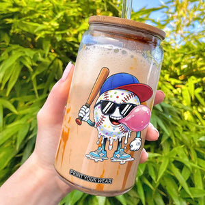 Baseball Bubble Gum Sports Game Day Glass Can TS11 Black Print Your Wear