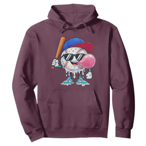 Baseball Bubble Gum Sports Game Day Hoodie TS11 Maroon Print Your Wear