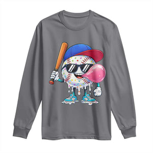 Baseball Bubble Gum Sports Game Day Long Sleeve Shirt TS11 Charcoal Print Your Wear