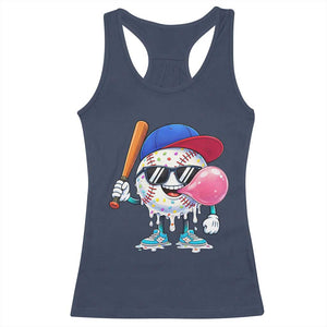 Baseball Bubble Gum Sports Game Day Racerback Tank Top TS11 Navy Print Your Wear