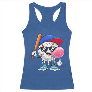 Baseball Bubble Gum Sports Game Day Racerback Tank Top TS11 Royal Blue Print Your Wear