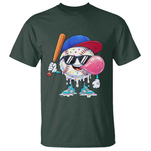 Baseball Bubble Gum Sports Game Day T Shirt TS11 Dark Forest Green Print Your Wear