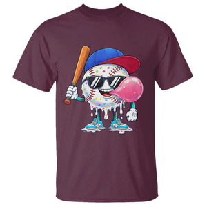 Baseball Bubble Gum Sports Game Day T Shirt TS11 Maroon Print Your Wear