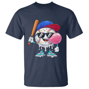 Baseball Bubble Gum Sports Game Day T Shirt TS11 Navy Print Your Wear