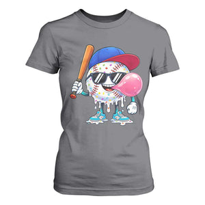 Baseball Bubble Gum Sports Game Day T Shirt For Women TS11 Charcoal Print Your Wear