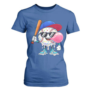 Baseball Bubble Gum Sports Game Day T Shirt For Women TS11 Royal Blue Print Your Wear