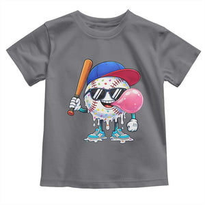 Baseball Bubble Gum Sports Game Day Toddler T Shirt TS11 Charcoal Print Your Wear