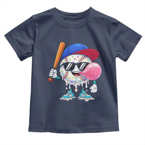 Baseball Bubble Gum Sports Game Day Toddler T Shirt TS11 Navy Print Your Wear