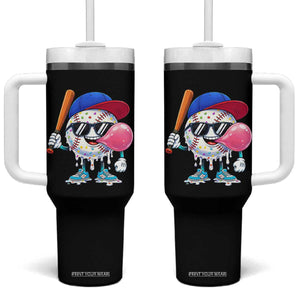 Baseball Bubble Gum Sports Game Day Tumbler With Handle TS11 One Size: 40 oz Black Print Your Wear