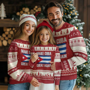 Make Cuba Great Again Ugly Christmas Sweater Vintage Cuban Map TS11 Red Beige Print Your Wear