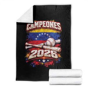 Venezuela Campeones 2026 Baseball Championship Throw Blanket Vintage Venezuelan Flag TS11 Black Print Your Wear