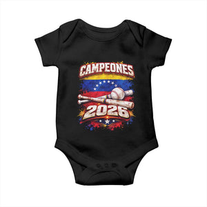 Venezuela Campeones 2026 Baseball Championship Baby Onesie Vintage Venezuelan Flag TS11 Black Print Your Wear
