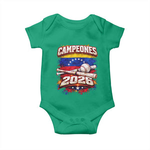 Venezuela Campeones 2026 Baseball Championship Baby Onesie Vintage Venezuelan Flag TS11 Irish Green Print Your Wear