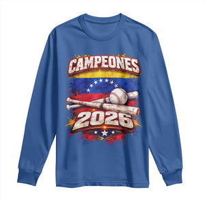 Venezuela Campeones 2026 Baseball Championship Long Sleeve Shirt Vintage Venezuelan Flag TS11 Royal Blue Print Your Wear