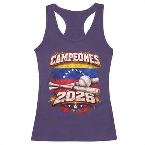 Venezuela Campeones 2026 Baseball Championship Racerback Tank Top Vintage Venezuelan Flag TS11 Purple Print Your Wear