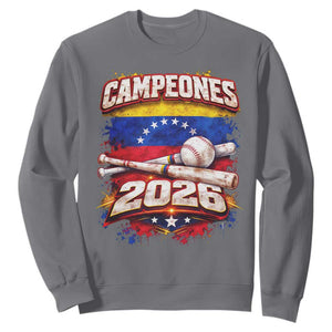Venezuela Campeones 2026 Baseball Championship Sweatshirt Vintage Venezuelan Flag TS11 Charcoal Print Your Wear