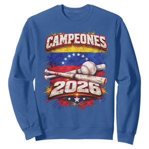 Venezuela Campeones 2026 Baseball Championship Sweatshirt Vintage Venezuelan Flag TS11 Royal Blue Print Your Wear