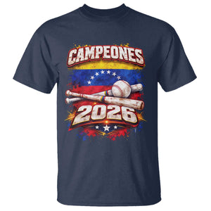 Venezuela Campeones 2026 Baseball Championship T Shirt Vintage Venezuelan Flag TS11 Navy Print Your Wear