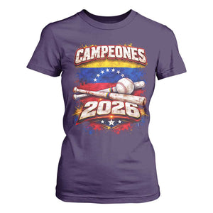 Venezuela Campeones 2026 Baseball Championship T Shirt For Women Vintage Venezuelan Flag TS11 Purple Print Your Wear