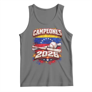 Venezuela Campeones 2026 Baseball Championship Tank Top Vintage Venezuelan Flag TS11 Black Heather Print Your Wear