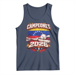Venezuela Campeones 2026 Baseball Championship Tank Top Vintage Venezuelan Flag TS11 Navy Print Your Wear