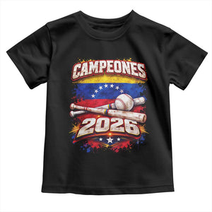 Venezuela Campeones 2026 Baseball Championship Toddler T Shirt Vintage Venezuelan Flag TS11 Black Print Your Wear