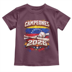 Venezuela Campeones 2026 Baseball Championship Toddler T Shirt Vintage Venezuelan Flag TS11 Maroon Print Your Wear