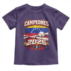 Venezuela Campeones 2026 Baseball Championship Toddler T Shirt Vintage Venezuelan Flag TS11 Purple Print Your Wear