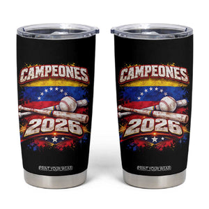 Venezuela Campeones 2026 Baseball Championship Tumbler Cup Vintage Venezuelan Flag TS11 Black Print Your Wear