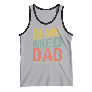 Funny Bearded Inked Dad Like A Normal Dad But Badass Tank Top Father's Day TS11 Athletic Heather Black Print Your Wear