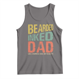 Funny Bearded Inked Dad Like A Normal Dad But Badass Tank Top Father's Day TS11 Deep Heather Print Your Wear